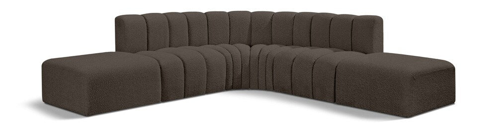 Meridian Furniture - Arc Brown Boucle Fabric Modular Sofa - 6Pc - 102Brown-S6C veiw 1