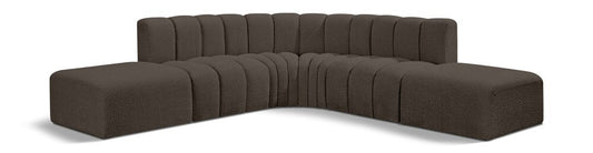 Meridian Furniture - Arc Brown Boucle Fabric Modular Sofa - 6Pc - 102Brown-S6C veiw 1