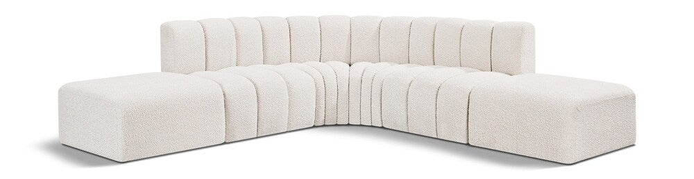 Meridian Furniture - Arc Cream Boucle Fabric Modular Sofa - 6Pc - 102Cream-S6C veiw 1