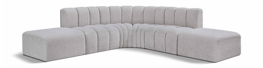 Meridian Furniture - Arc Grey Boucle Fabric Modular Sofa - 6Pc - 102Grey-S6C veiw 1