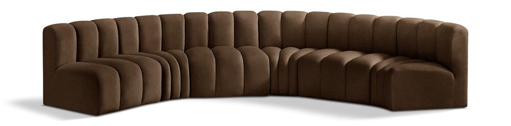 Meridian Furniture - Arc Brown Velvet Modular Sofa - 6Pc - 103Brown-S6B veiw 1