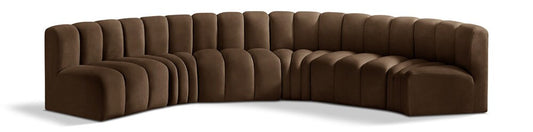 Meridian Furniture - Arc Brown Velvet Modular Sofa - 6Pc - 103Brown-S6B veiw 1