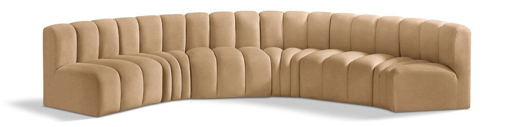 Meridian Furniture - Arc Camel Velvet Modular Sofa - 6Pc - 103Camel-S6B veiw 1