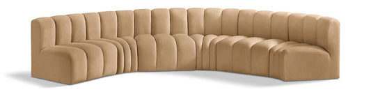 Meridian Furniture - Arc Camel Velvet Modular Sofa - 6Pc - 103Camel-S6B veiw 1