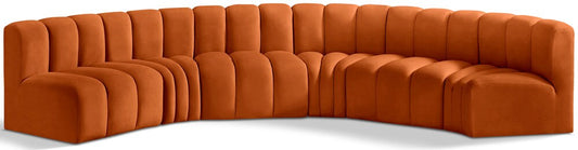 Meridian Furniture - Arc Cognac Velvet Modular Sofa - 6Pc - 103Cognac-S6B veiw 1