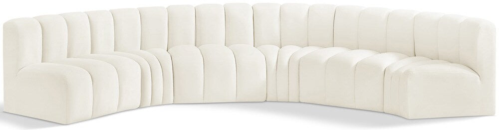Meridian Furniture - Arc Cream Velvet Modular Sofa - 6Pc - 103Cream-S6B veiw 1