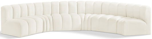 Meridian Furniture - Arc Cream Velvet Modular Sofa - 6Pc - 103Cream-S6B veiw 1