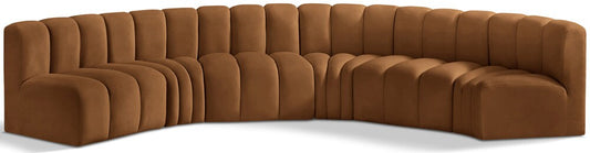Meridian Furniture - Arc Saddle Velvet Modular Sofa - 6Pc - 103Saddle-S6B veiw 1
