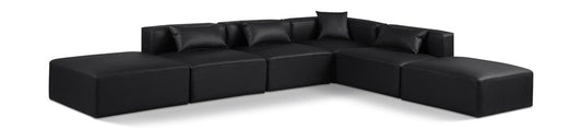 Meridian Furniture - Cube Black Vegan Leather Modular Sectional - 6Pc - 668Black-Sec6E veiw 1