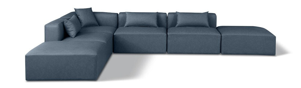 Meridian Furniture - Cube Navy Blue Vegan Leather Modular Sectional - 6Pc - 668Navy-Sec6E veiw 1