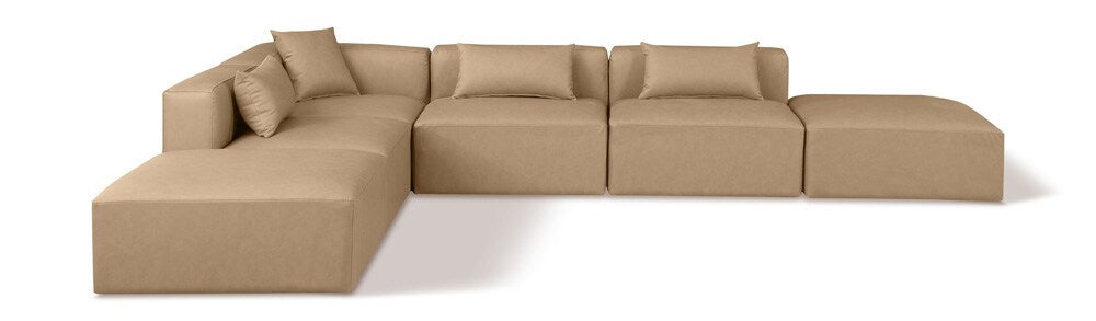 Meridian Furniture - Cube Tan Vegan Leather Modular Sectional - 6Pc - 668Tan-Sec6E veiw 1