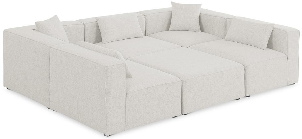 Meridian Furniture - Cube Cream Durable Linen Textured Modular Sectional - 6Pc - 630Cream-Sec6C veiw 1