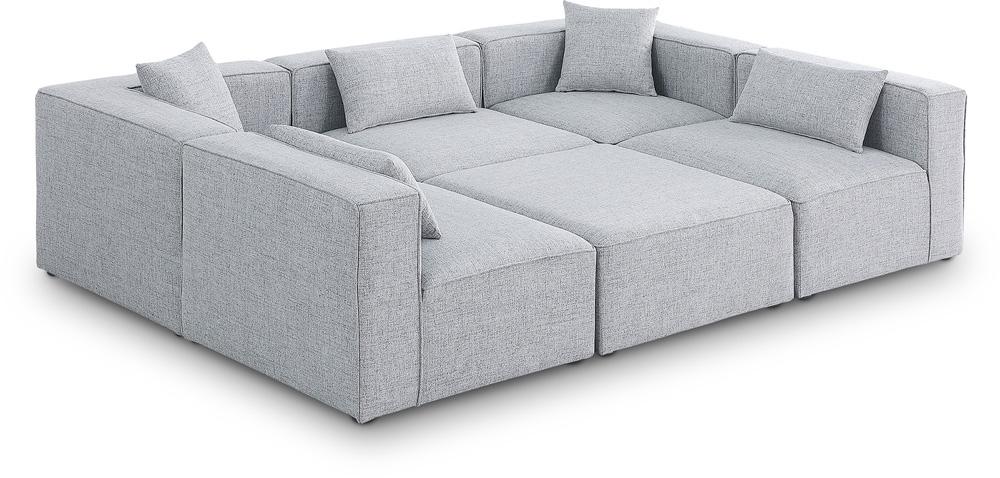 Meridian Furniture - Cube Grey Durable Linen Textured Modular Sectional - 6Pc - 630Grey-Sec6C veiw 1