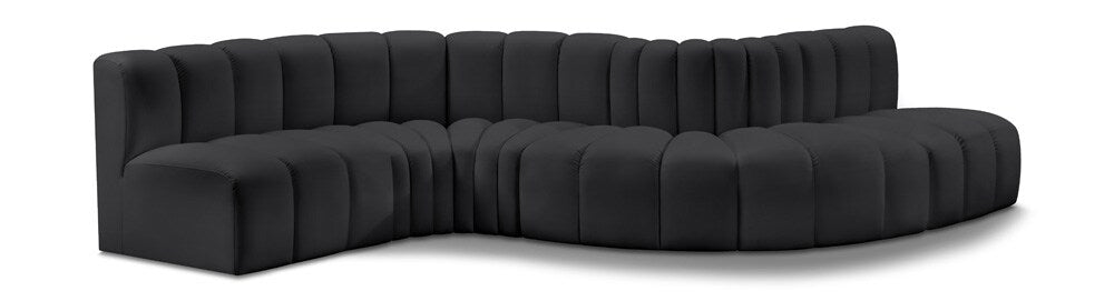 Meridian Furniture - Arc Black Vegan Leather Modular Sofa - 6Pc - 101Black-S6A veiw 1
