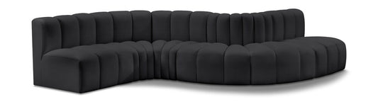 Meridian Furniture - Arc Black Vegan Leather Modular Sofa - 6Pc - 101Black-S6A veiw 1