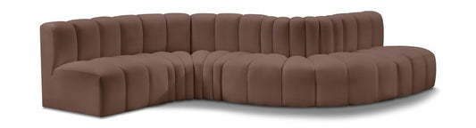Meridian Furniture - Arc Brown Vegan Leather Modular Sofa - 6Pc - 101Brown-S6A veiw 1
