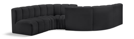 Meridian Furniture - Arc Black Vegan Leather Modular Sofa - 6Pc - 101Black-S6D veiw 1