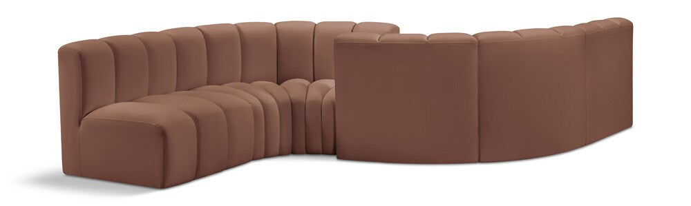 Meridian Furniture - Arc Cognac Vegan Leather Modular Sofa - 6Pc - 101Cognac-S6D veiw 1