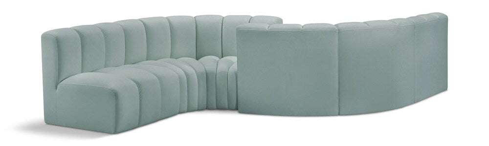 Meridian Furniture - Arc Mint Green Vegan Leather Modular Sofa - 6Pc - 101Mint-S6D veiw 1