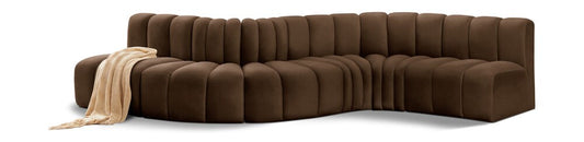 Meridian Furniture - Arc Brown Velvet Modular Sofa - 6Pc - 103Brown-S6A veiw 1