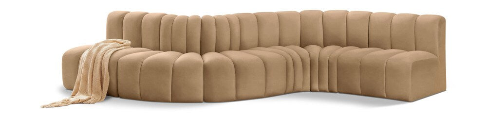 Meridian Furniture - Arc Camel Velvet Modular Sofa - 6Pc - 103Camel-S6A veiw 1