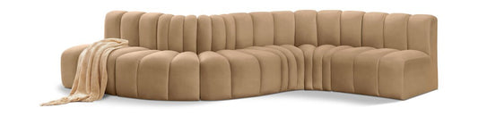 Meridian Furniture - Arc Camel Velvet Modular Sofa - 6Pc - 103Camel-S6A veiw 1