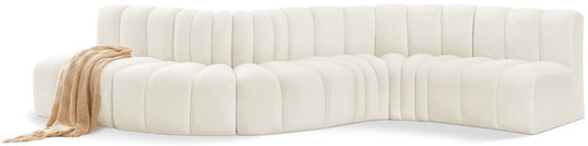 Meridian Furniture - Arc Cream Velvet Modular Sofa - 6Pc - 103Cream-S6A veiw 1