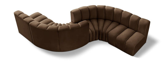 Meridian Furniture - Arc Brown Velvet Modular Sofa - 6Pc - 103Brown-S6D veiw 1