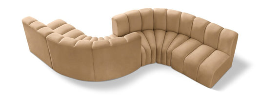 Meridian Furniture - Arc Camel Velvet Modular Sofa - 6Pc - 103Camel-S6D veiw 1