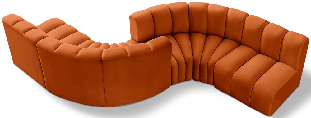Meridian Furniture - Arc Cognac Velvet Modular Sofa - 6Pc - 103Cognac-S6D veiw 1