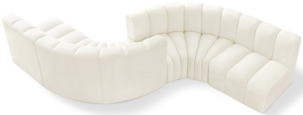 Meridian Furniture - Arc Cream Velvet Modular Sofa - 6Pc - 103Cream-S6D veiw 1
