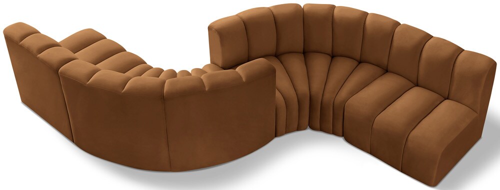Meridian Furniture - Arc Saddle Velvet Modular Sofa - 6Pc - 103Saddle-S6D veiw 1