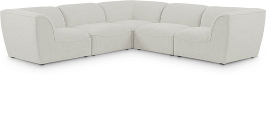 Meridian Furniture - Miramar Cream Durable Linen Textured Modular Sectional - 5Pc - 683Cream-Sec5C veiw 1
