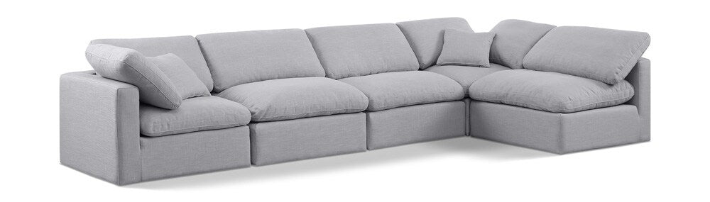 Meridian Furniture - Indulge Grey Linen Textured Fabric Modular Sectional - 5Pc - 141Grey-Sec5D veiw 1