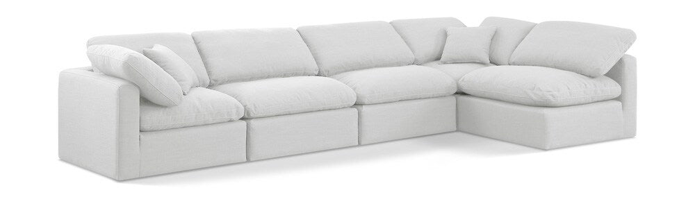 Meridian Furniture - Indulge White Linen Textured Fabric Modular Sectional - 5Pc - 141White-Sec5D veiw 1