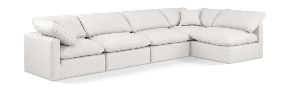 Meridian Furniture - Indulge Cream Vegan Leather Modular Sectional - 5Pc - 146Cream-Sec5D veiw 1