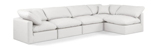 Meridian Furniture - Indulge Cream Vegan Leather Modular Sectional - 5Pc - 146Cream-Sec5D veiw 1