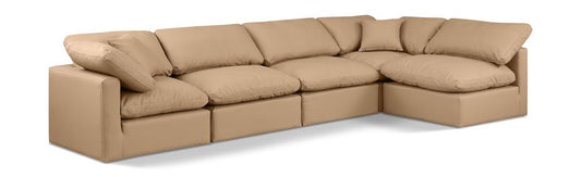 Meridian Furniture - Indulge Tan Vegan Leather Modular Sectional - 5Pc - 146Tan-Sec5D veiw 1