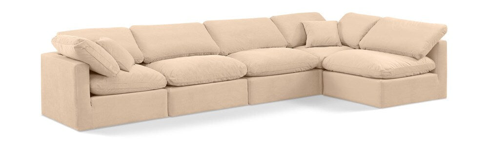 Meridian Furniture - Indulge Beige Velvet Modular Sectional - 5Pc - 147Beige-Sec5D veiw 1