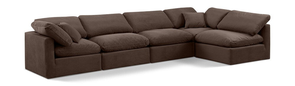 Meridian Furniture - Indulge Brown Velvet Modular Sectional - 5Pc - 147Brown-Sec5D veiw 1