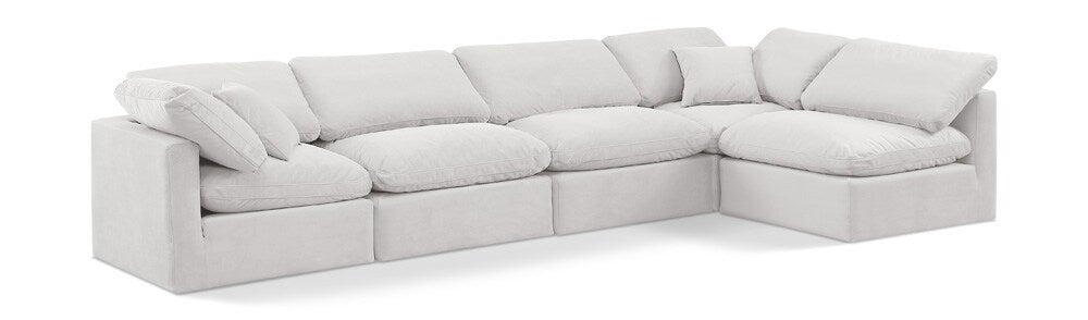 Meridian Furniture - Indulge Cream Velvet Modular Sectional - 5Pc - 147Cream-Sec5D veiw 1