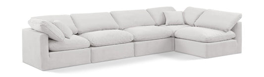 Meridian Furniture - Indulge Cream Velvet Modular Sectional - 5Pc - 147Cream-Sec5D veiw 1