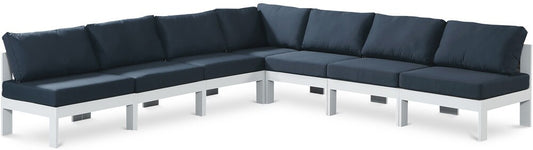 Meridian Furniture - Nizuc Navy Water Resistant Fabric Outdoor Patio Modular Sectional - 7Pc - 375Navy-Sec7A veiw 1