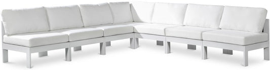 Meridian Furniture - Nizuc White Water Resistant Fabric Outdoor Patio Modular Sectional - 7Pc - 375White-Sec7A veiw 1
