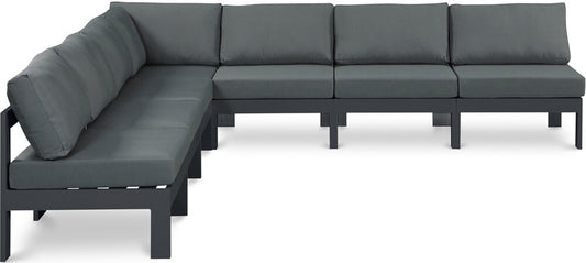 Meridian Furniture - Nizuc Grey Water Resistant Fabric Outdoor Patio Modular Sectional - 7Pc - 376Grey-Sec7A veiw 1