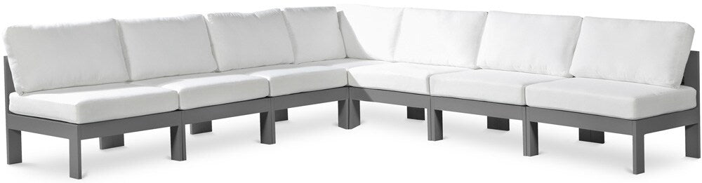Meridian Furniture - Nizuc White Water Resistant Fabric Outdoor Patio Modular Sectional - 7Pc - 376White-Sec7A veiw 1