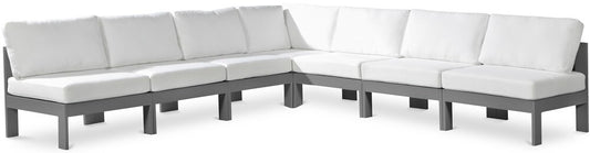 Meridian Furniture - Nizuc White Water Resistant Fabric Outdoor Patio Modular Sectional - 7Pc - 376White-Sec7A veiw 1