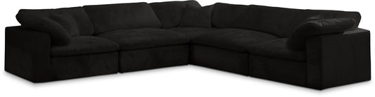 Meridian Furniture - Cozy Black Velvet Comfort Modular Sectional - 5Pc - 634Black-Sec5C veiw 1