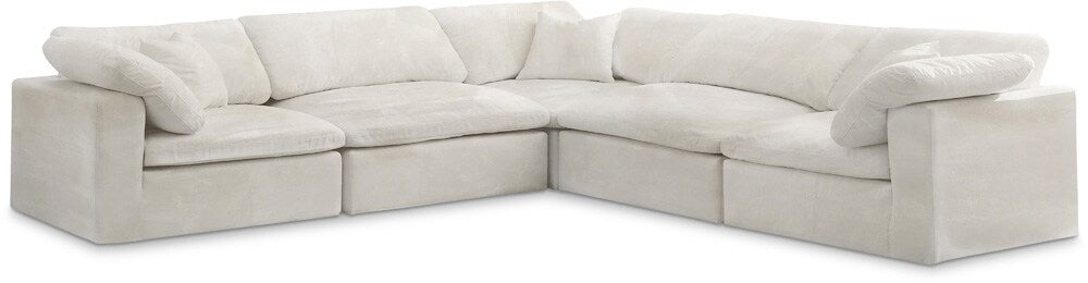 Meridian Furniture - Cozy Cream Velvet Comfort Modular Sectional - 5Pc - 634Cream-Sec5C veiw 1