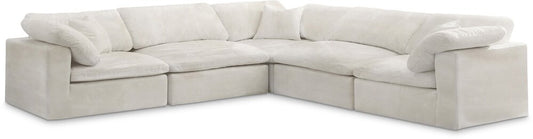 Meridian Furniture - Cozy Cream Velvet Comfort Modular Sectional - 5Pc - 634Cream-Sec5C veiw 1